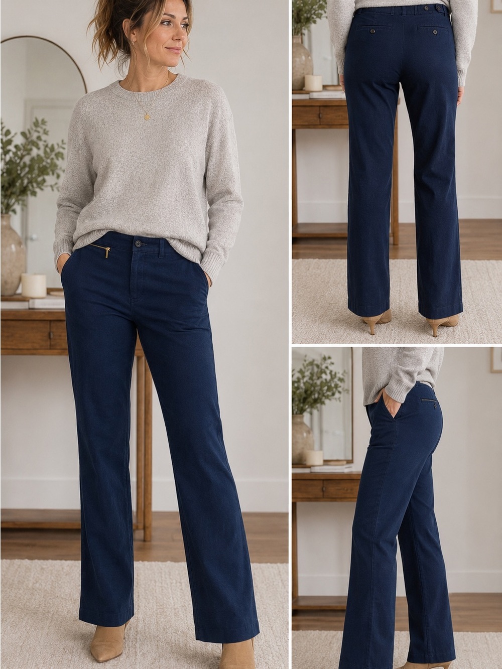 Lauren Ralph Lauren Navy Stretch Cotton Straight Leg Pants Size 6